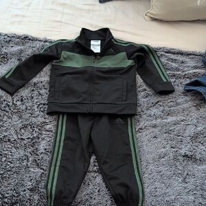Adidas Black and Olive Green Tracksuit